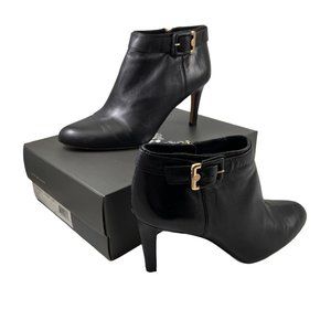 Vince Camuto Chrissa Ankle Boots Shoes Size 10.5M Black Leather Side Zip Booties
